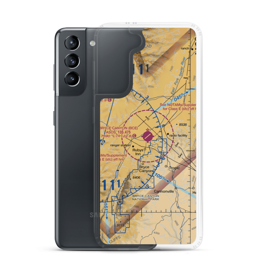 Bryce Canyon Airport (BCE) VFR Sectional Samsung Case Samsung Galaxy S21 model shown
