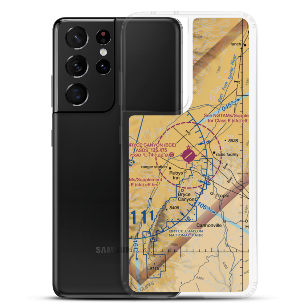 Bryce Canyon Airport (BCE) VFR Sectional Samsung Case Samsung Galaxy S21 Ultra model shown