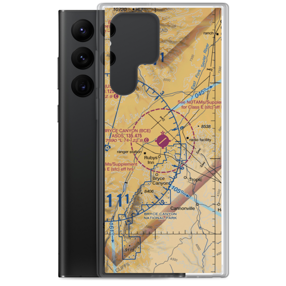 Bryce Canyon Airport (BCE) VFR Sectional Samsung Case Samsung Galaxy S22 Ultra model shown