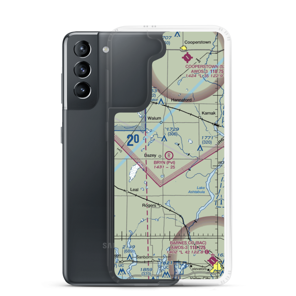 Bryn Airport (ND09) VFR Sectional Samsung Case Samsung Galaxy S21 model shown