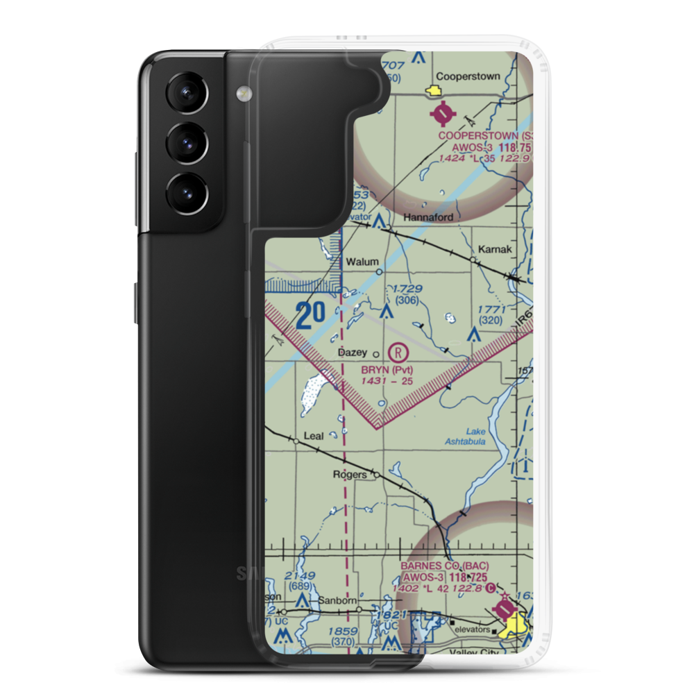 Bryn Airport (ND09) VFR Sectional Samsung Case Samsung Galaxy S21 Plus model shown