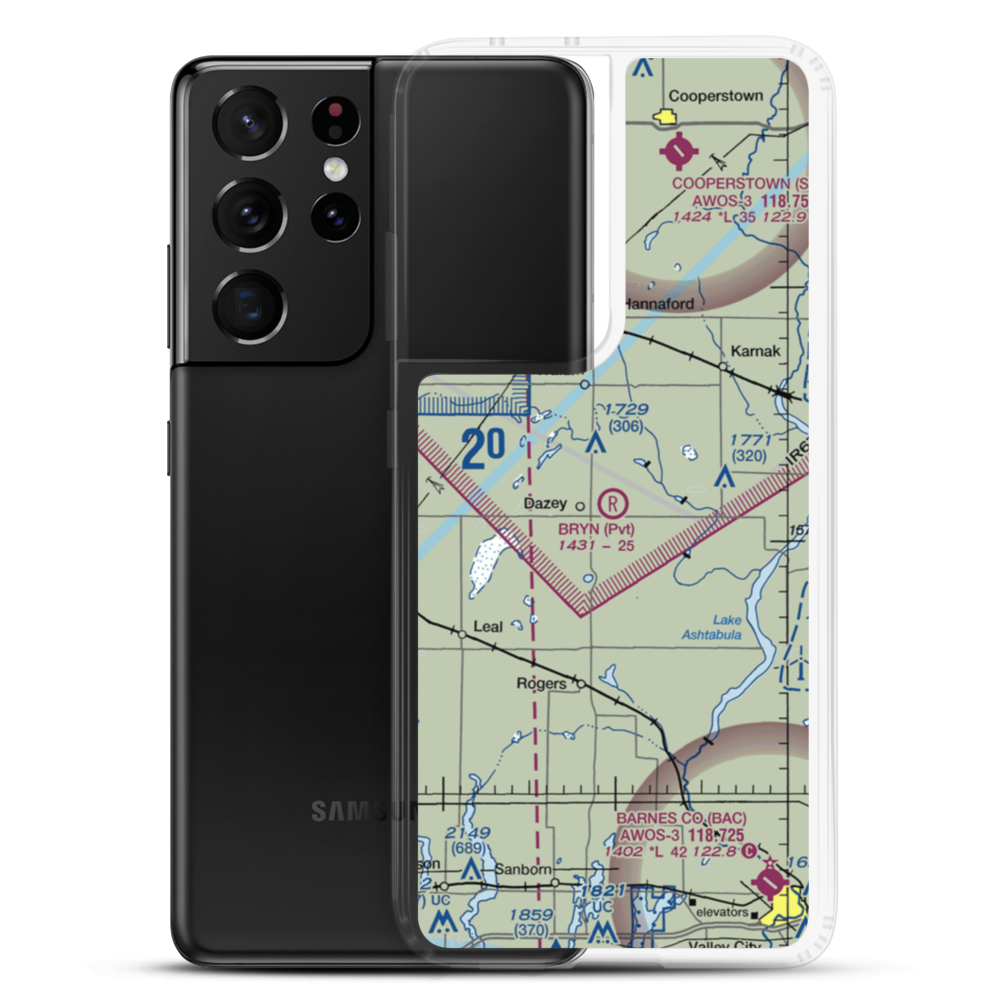Bryn Airport (ND09) VFR Sectional Samsung Case Samsung Galaxy S21 Ultra model shown