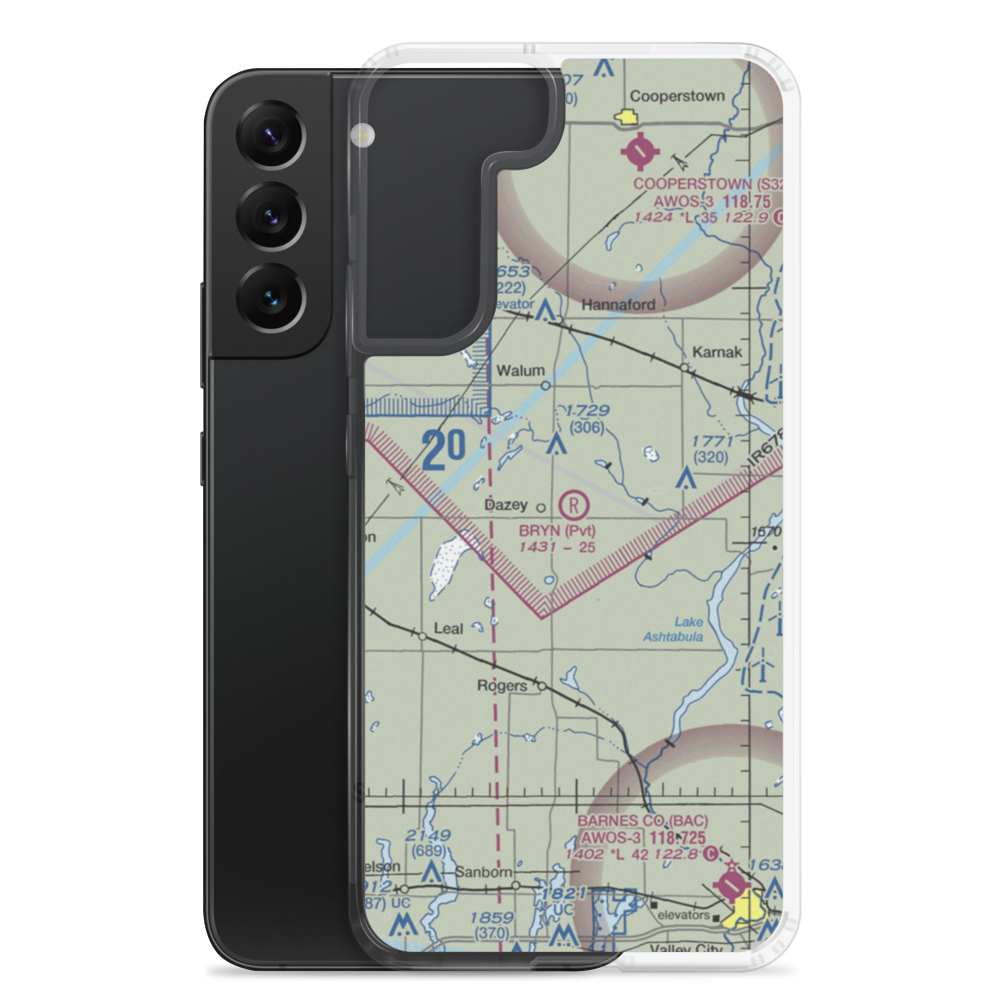 Bryn Airport (ND09) VFR Sectional Samsung Case Samsung Galaxy S22 Plus model shown