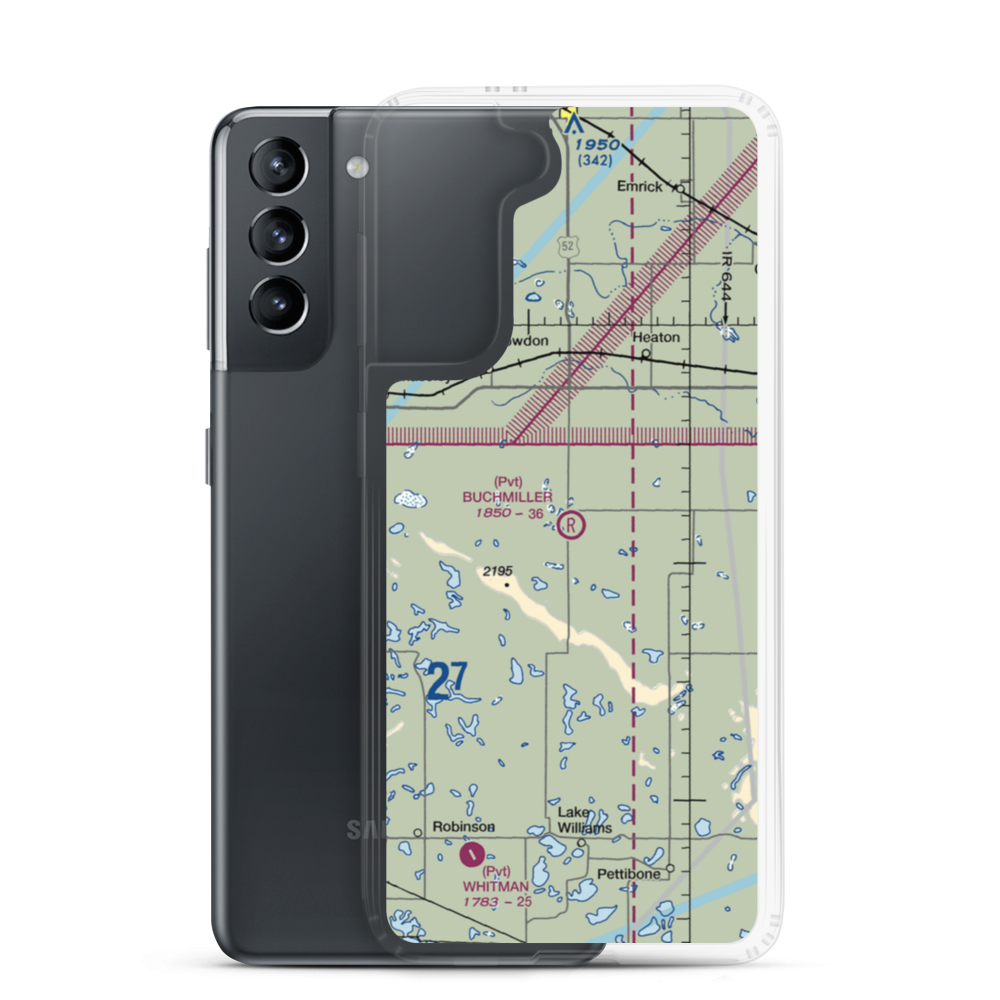 Buchmiller Airport (7ND5) VFR Sectional Samsung Case Samsung Galaxy S21 model shown