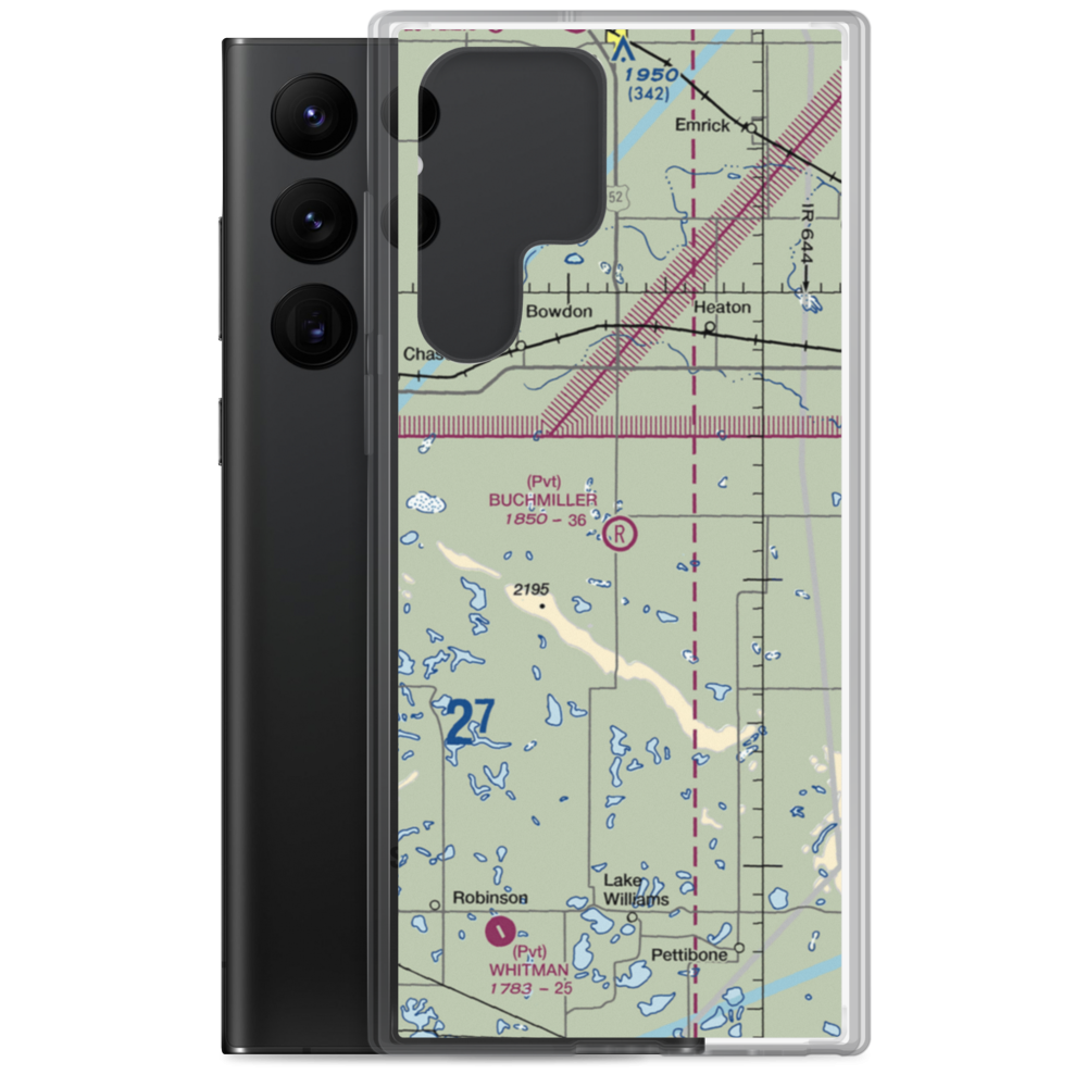 Buchmiller Airport (7ND5) VFR Sectional Samsung Case Samsung Galaxy S22 Ultra model shown