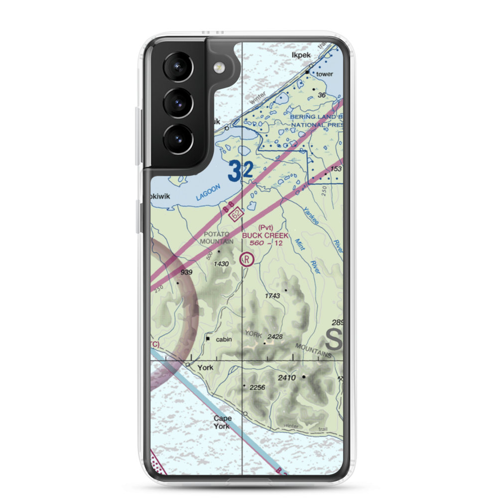 Buck Creek Airport (AK98) VFR Sectional Samsung Case Samsung Galaxy S21 Plus model shown