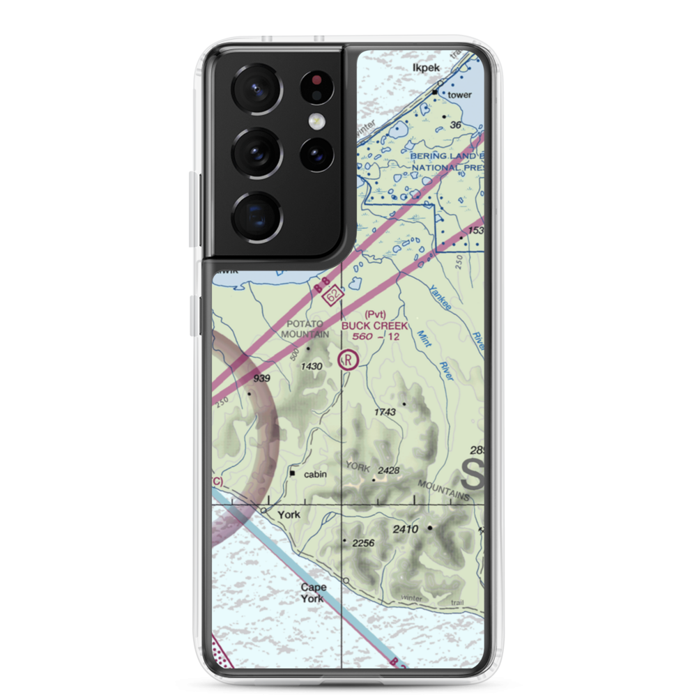 Buck Creek Airport (AK98) VFR Sectional Samsung Case Samsung Galaxy S21 Ultra model shown
