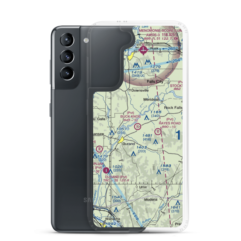Buck Knob Airport (WI74) VFR Sectional Samsung Case Samsung Galaxy S21 model shown