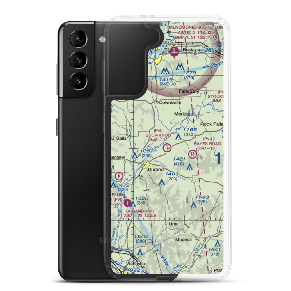 Buck Knob Airport (WI74) VFR Sectional Samsung Case Samsung Galaxy S21 Plus model shown