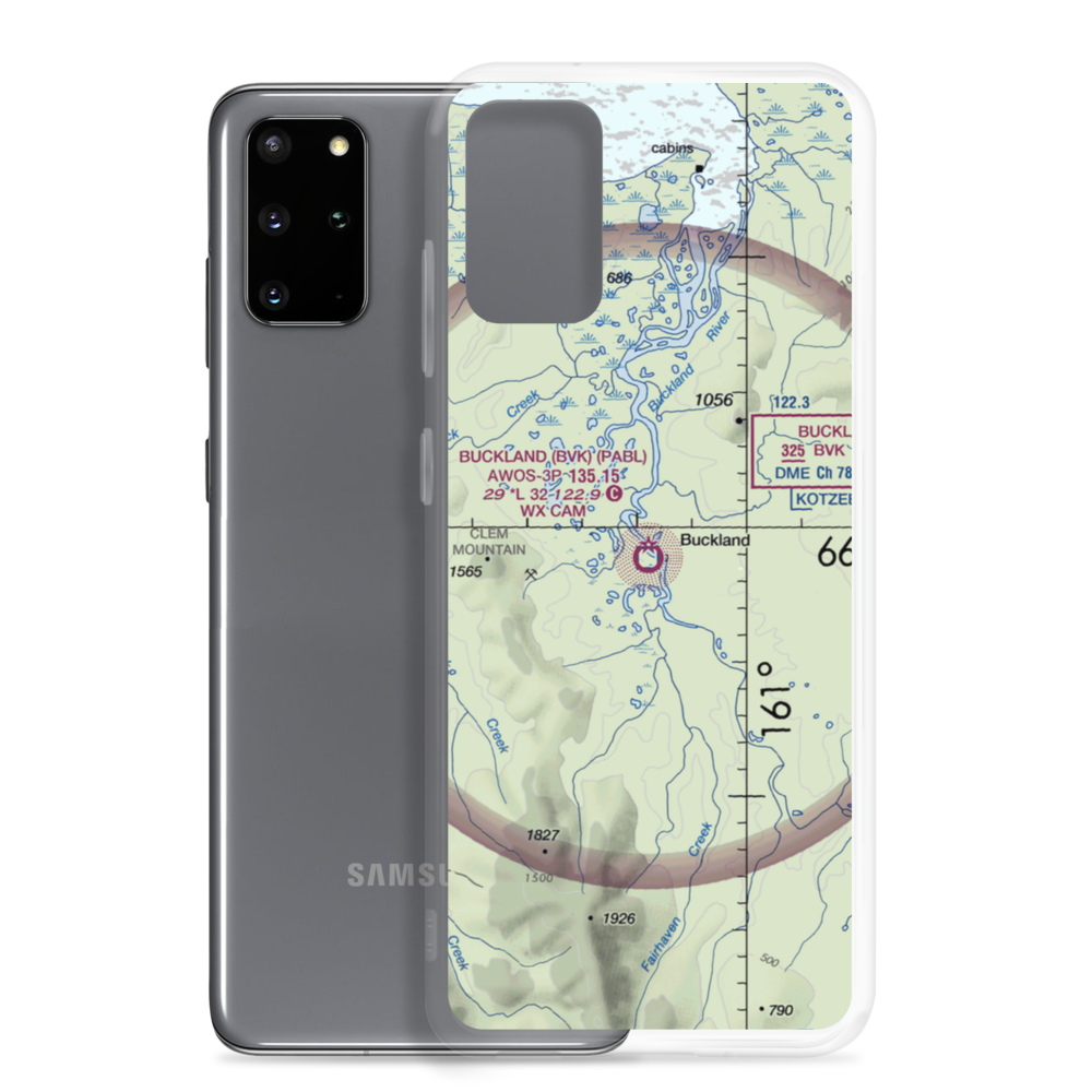 Buckland Airport (BVK) VFR Sectional Samsung Case Samsung Galaxy S20 Plus model shown