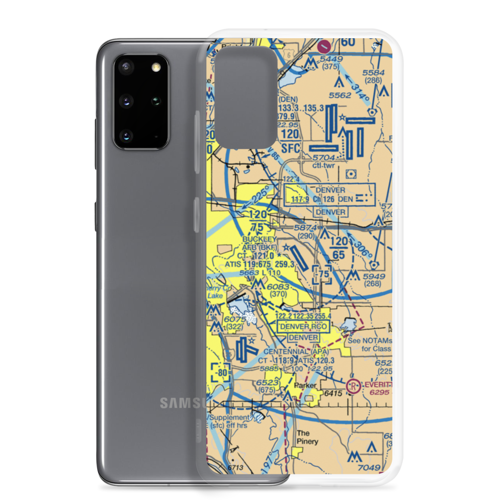 Buckley Air Force Base (BKF) VFR Sectional Samsung Case Samsung Galaxy S20 Plus model shown