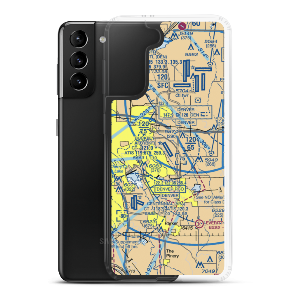 Buckley Air Force Base (BKF) VFR Sectional Samsung Case Samsung Galaxy S21 Plus model shown