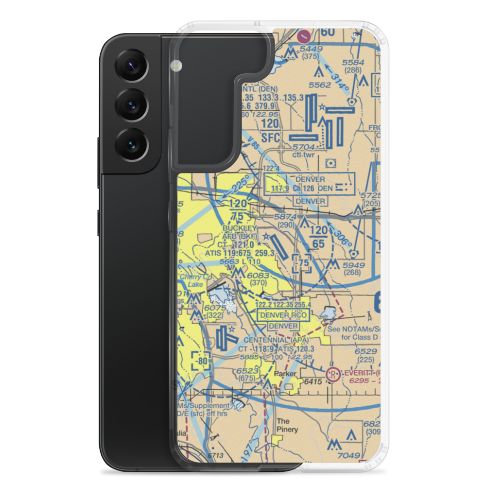 Buckley Air Force Base (BKF) VFR Sectional Samsung Case Samsung Galaxy S22 Plus model shown