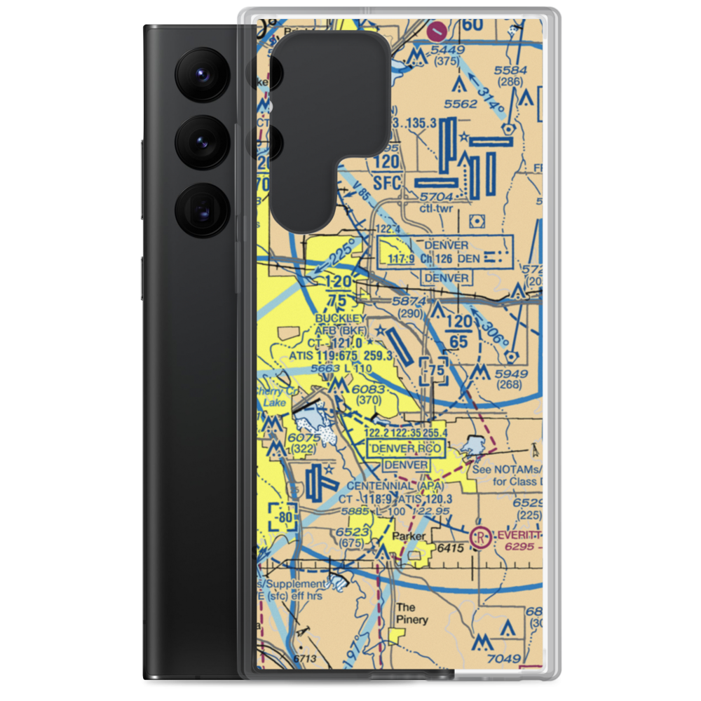 Buckley Air Force Base (BKF) VFR Sectional Samsung Case Samsung Galaxy S22 Ultra model shown