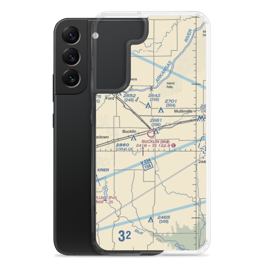 Bucklin Airport (8K0) VFR Sectional Samsung Case Samsung Galaxy S22 Plus model shown
