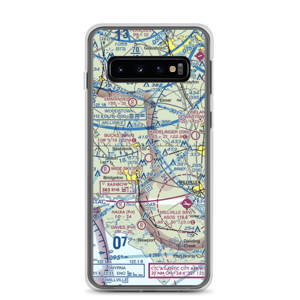 Bucks Airport (00N) VFR Sectional Samsung Case Samsung Galaxy S10 model shown