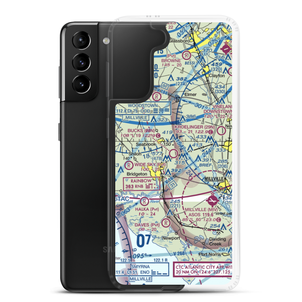 Bucks Airport (00N) VFR Sectional Samsung Case Samsung Galaxy S21 Plus model shown