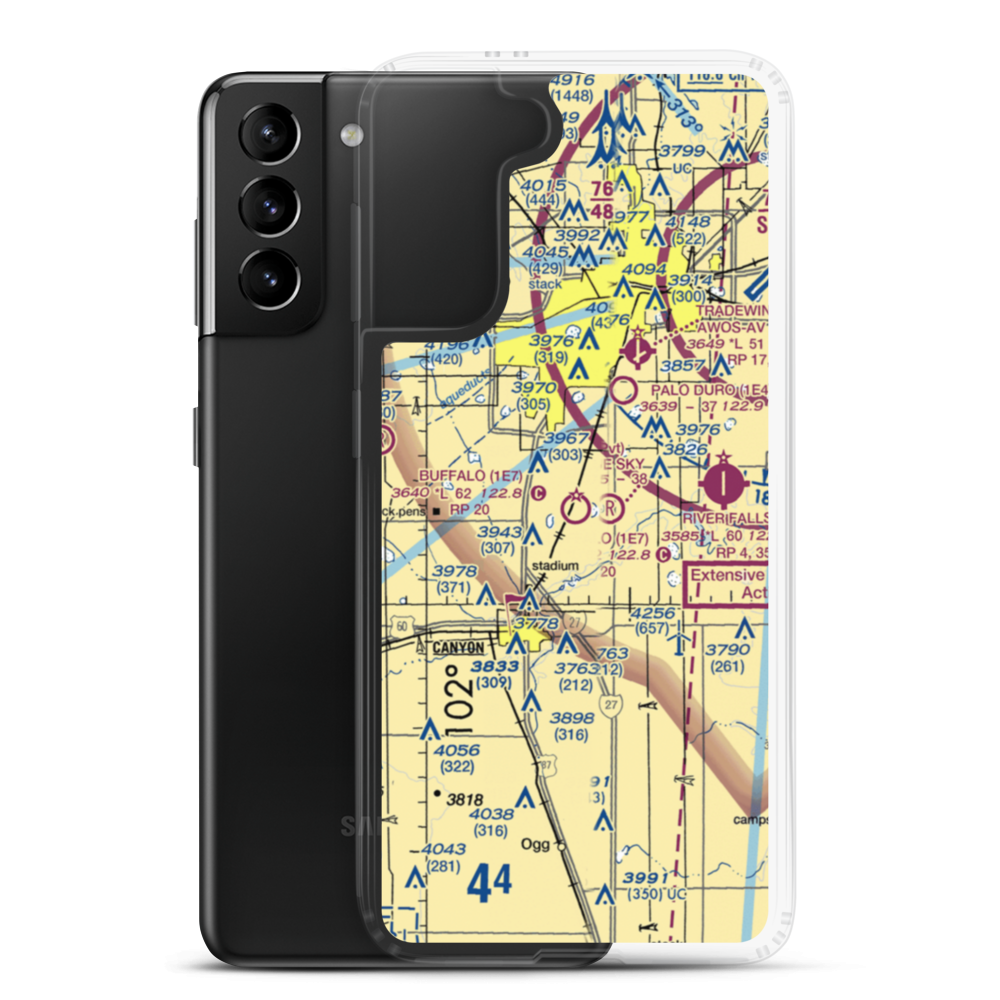 Buffalo Airport (1E7) VFR Sectional Samsung Case Samsung Galaxy S21 Plus model shown