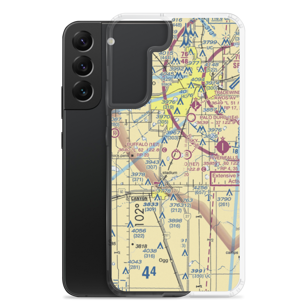 Buffalo Airport (1E7) VFR Sectional Samsung Case Samsung Galaxy S22 Plus model shown