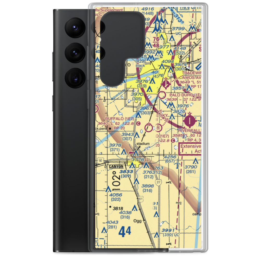 Buffalo Airport (1E7) VFR Sectional Samsung Case Samsung Galaxy S22 Ultra model shown