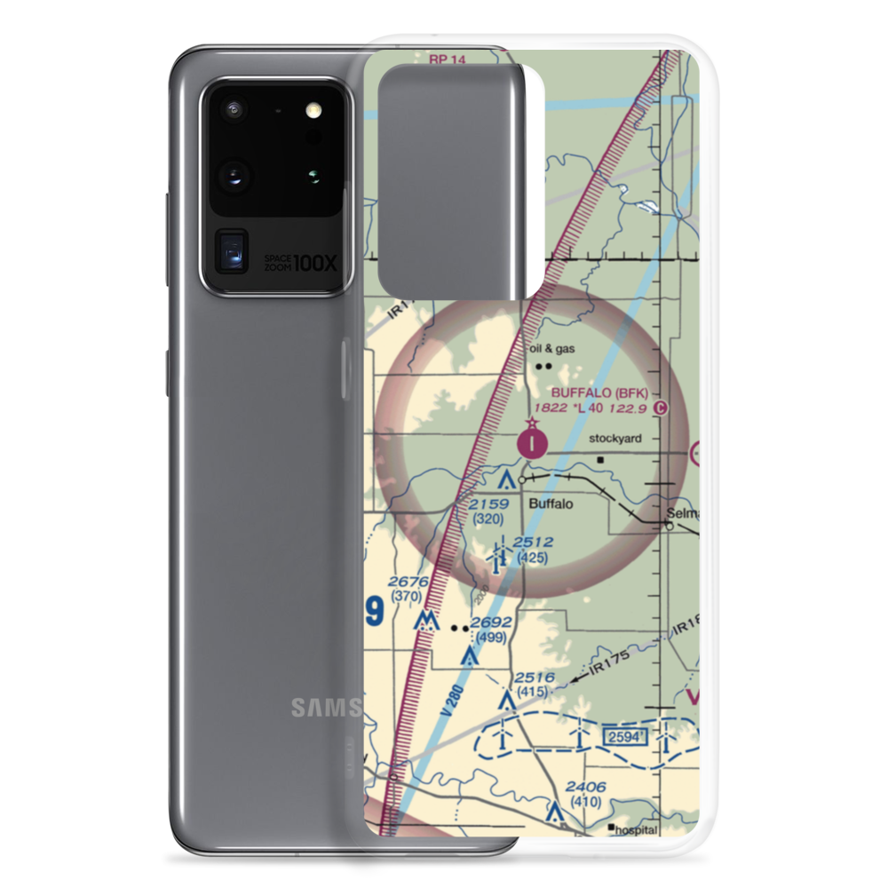 Buffalo Municipal Airport (BFK) VFR Sectional Samsung Case Samsung Galaxy S20 Ultra model shown