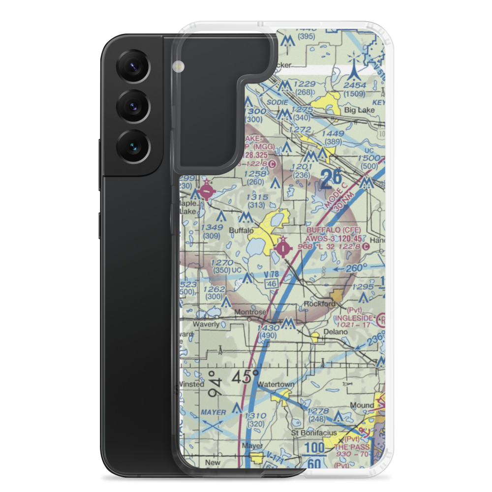 Buffalo Municipal Airport (CFE) VFR Sectional Samsung Case Samsung Galaxy S22 Plus model shown