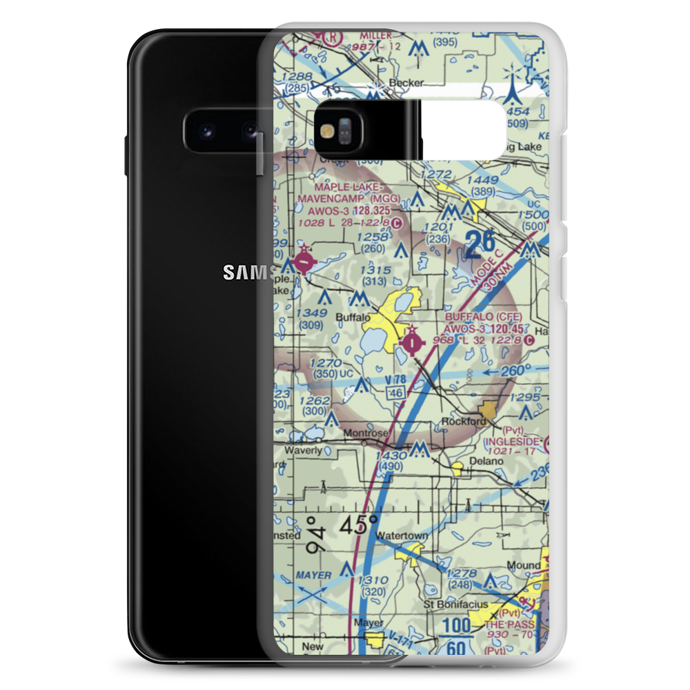 Buffalo Municipal Airport (CFE) VFR Sectional Samsung Case Samsung Galaxy S10+ model shown