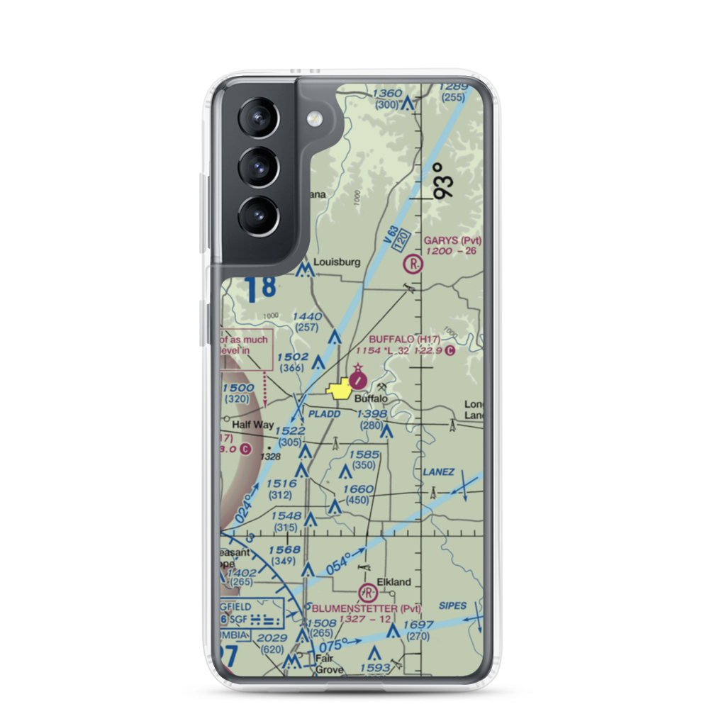 Buffalo Municipal Airport (H17) VFR Sectional Samsung Case Samsung Galaxy S21 model shown