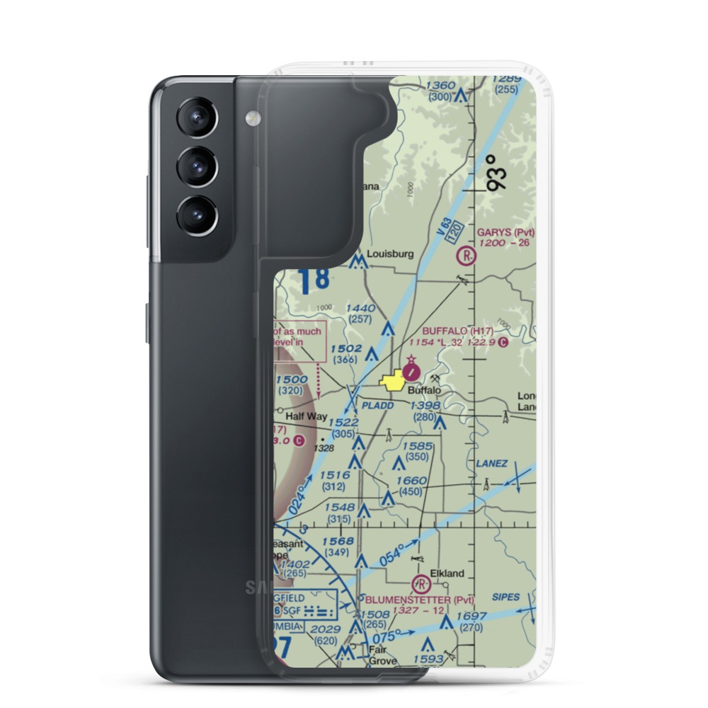 Buffalo Municipal Airport (H17) VFR Sectional Samsung Case Samsung Galaxy S21 model shown