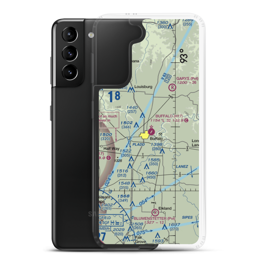 Buffalo Municipal Airport (H17) VFR Sectional Samsung Case Samsung Galaxy S21 Plus model shown