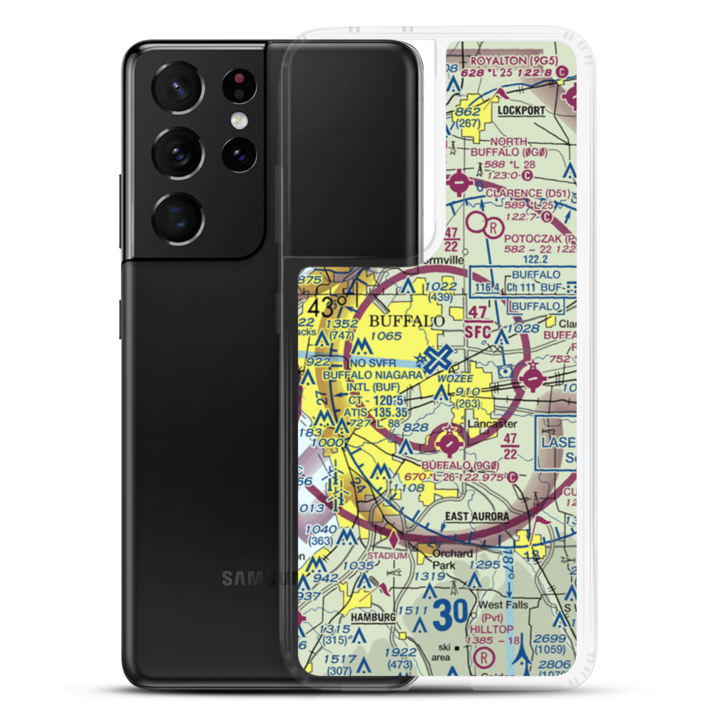 Buffalo Niagara International Airport (BUF) VFR Sectional Samsung Case Samsung Galaxy S21 Ultra model shown