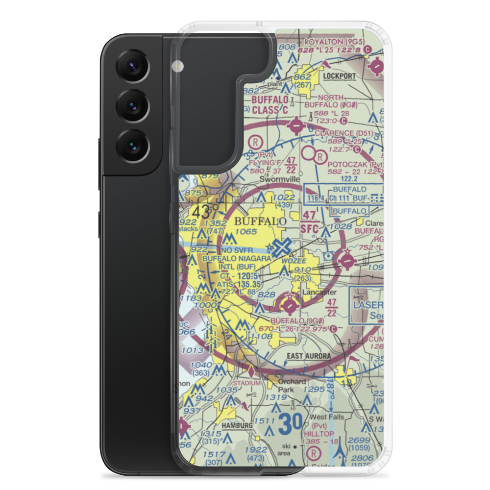 Buffalo Niagara International Airport (BUF) VFR Sectional Samsung Case Samsung Galaxy S22 Plus model shown