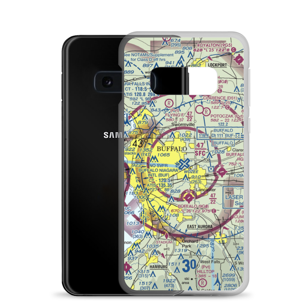 Buffalo Niagara International Airport (BUF) VFR Sectional Samsung Case Samsung Galaxy S10e model shown