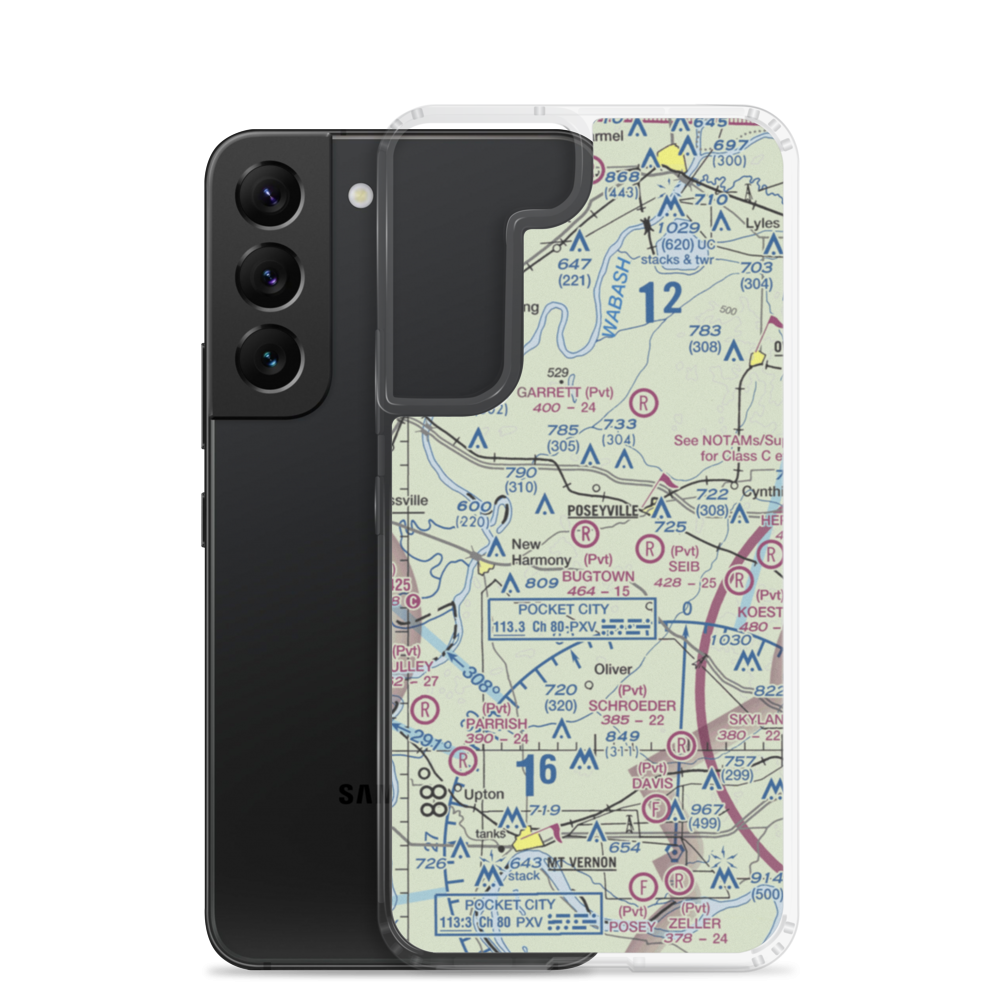 Bugtown Airport (15IN) VFR Sectional Samsung Case Samsung Galaxy S22 model shown