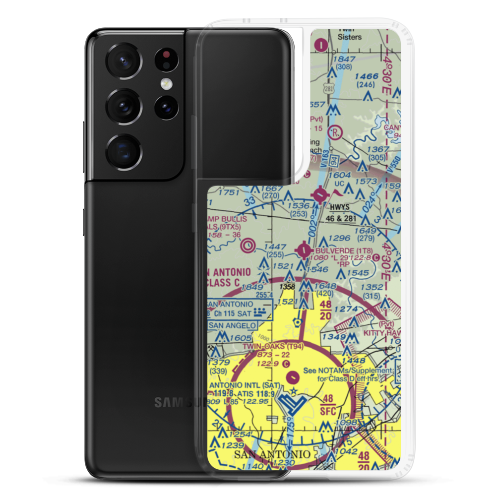 Bulverde Airpark (1T8) VFR Sectional Samsung Case Samsung Galaxy S21 Ultra model shown