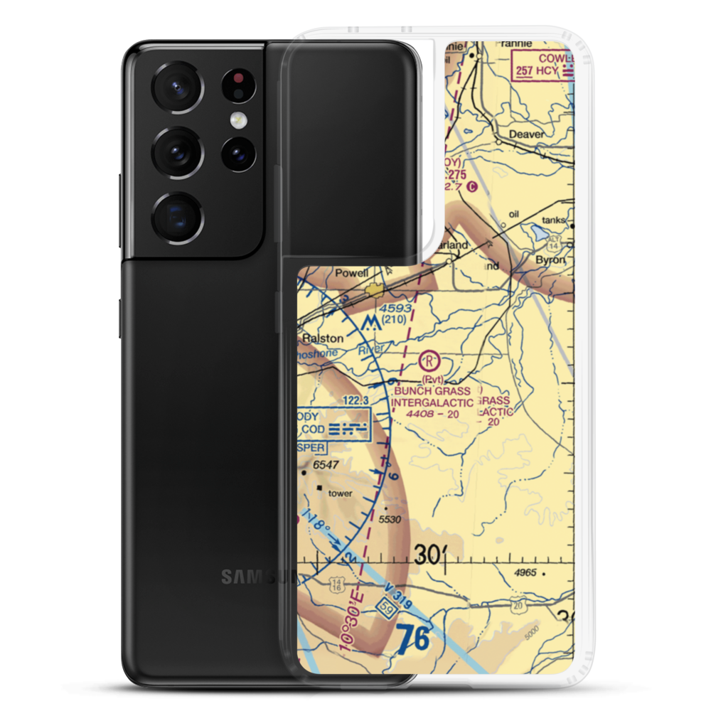 Bunch Grass Intergalactic Airport (WY15) VFR Sectional Samsung Case Samsung Galaxy S21 Ultra model shown