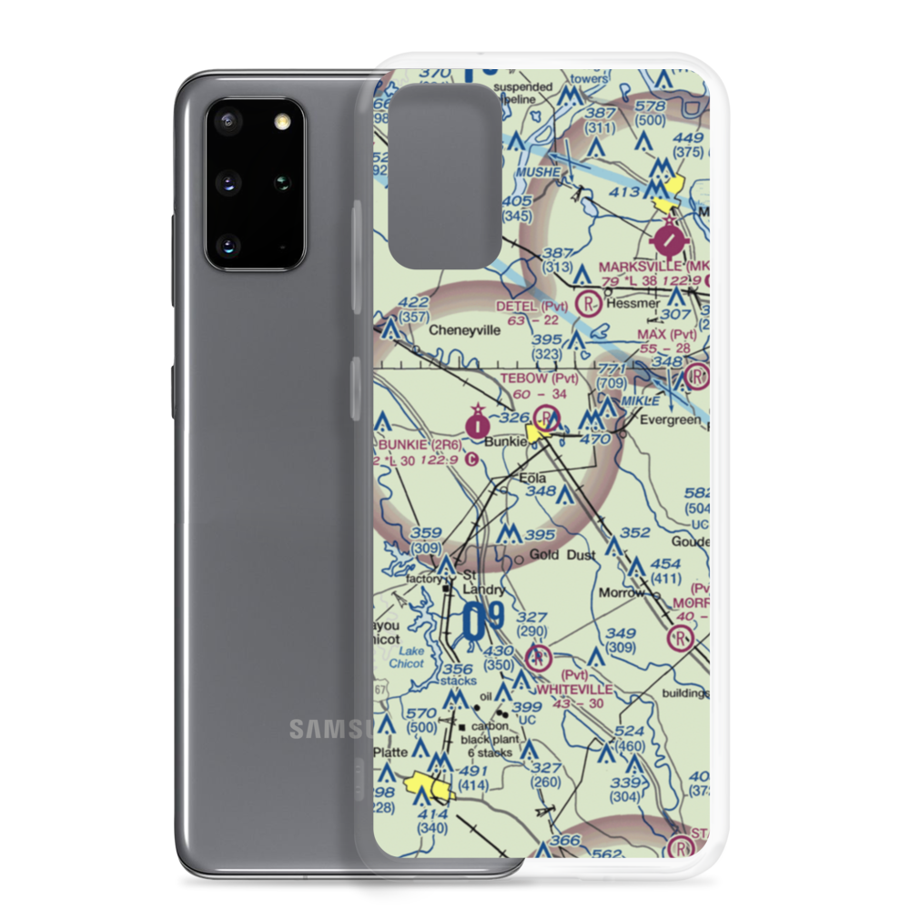Bunkie Flying Service Airport (2LA4) VFR Sectional Samsung Case Samsung Galaxy S20 Plus model shown