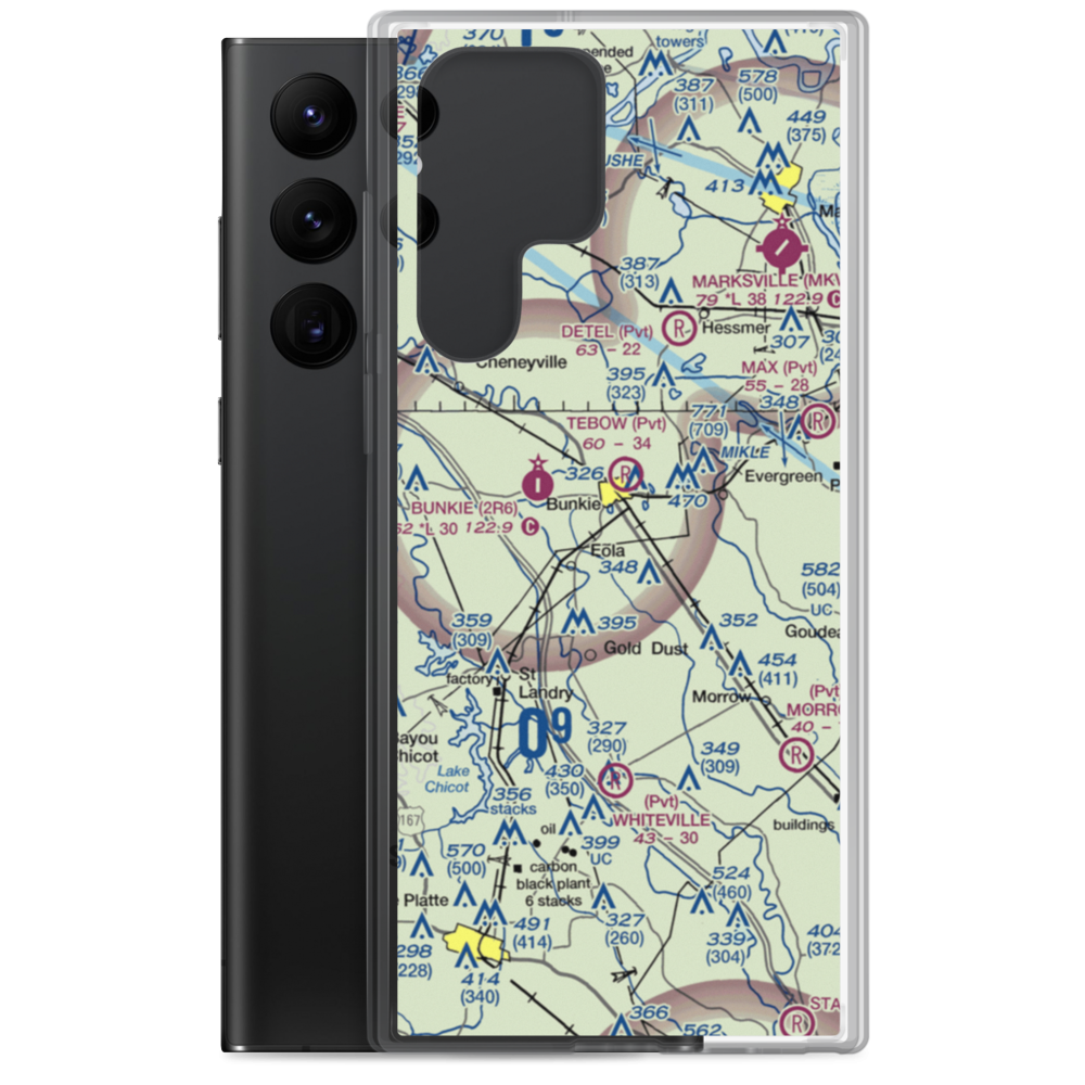 Bunkie Flying Service Airport (2LA4) VFR Sectional Samsung Case Samsung Galaxy S22 Ultra model shown