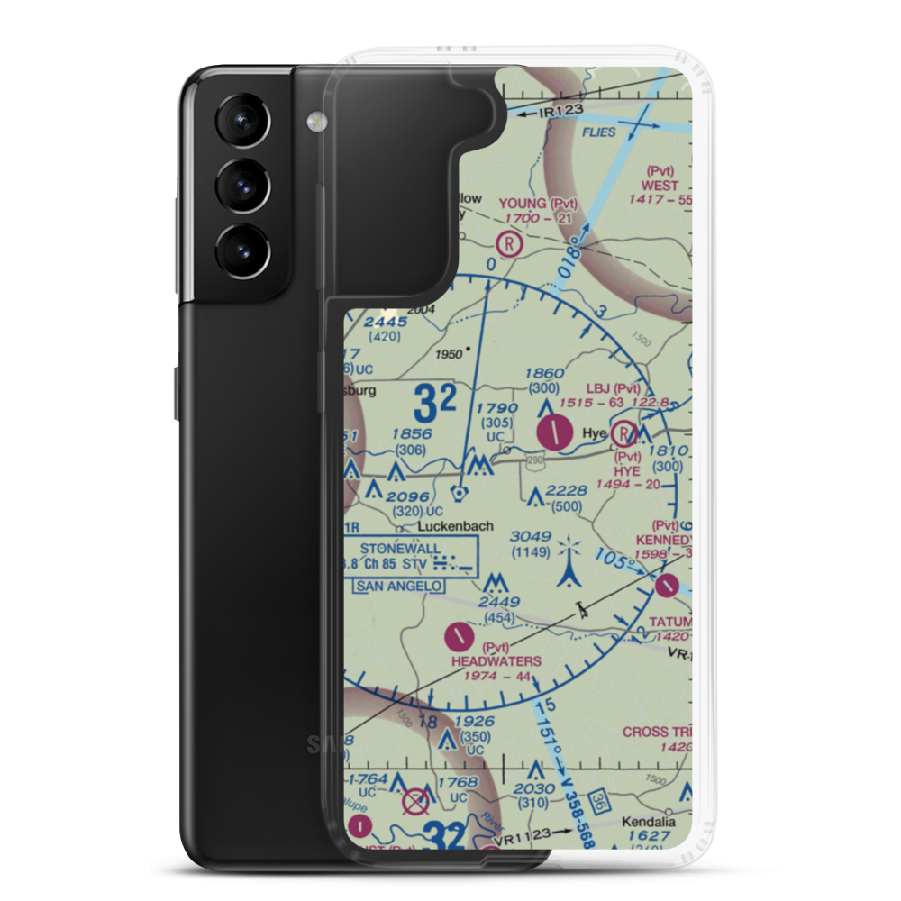 Burg Lake Aero Airport (30TX) VFR Sectional Samsung Case Samsung Galaxy S21 Plus model shown