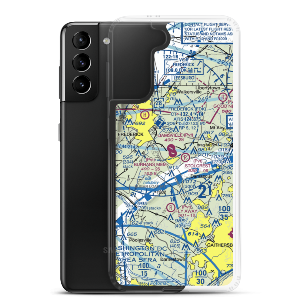 Burhans Memorial Airport (3MD0) VFR Sectional Samsung Case Samsung Galaxy S21 Plus model shown