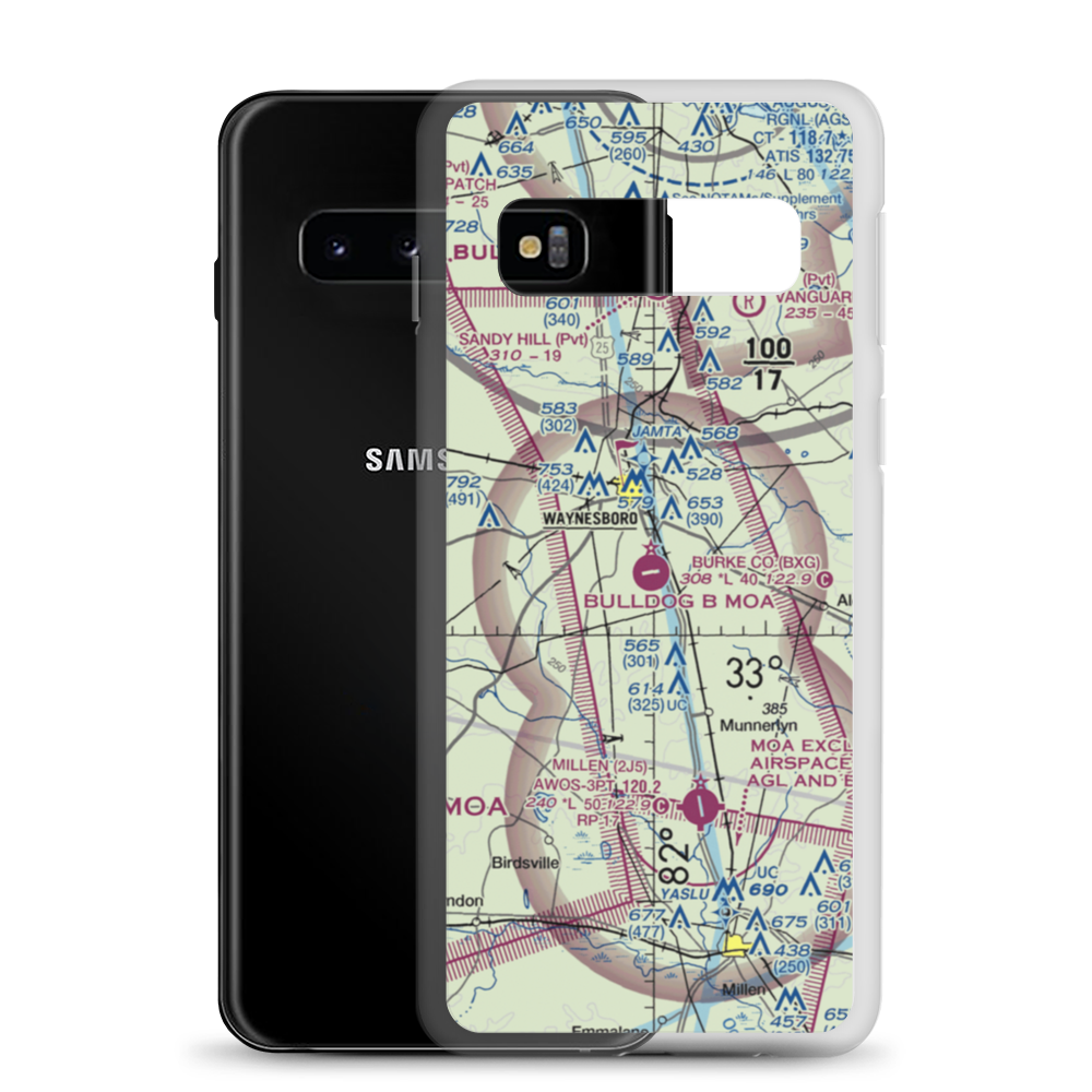 Burke County Airport (BXG) VFR Sectional Samsung Case Samsung Galaxy S10 model shown