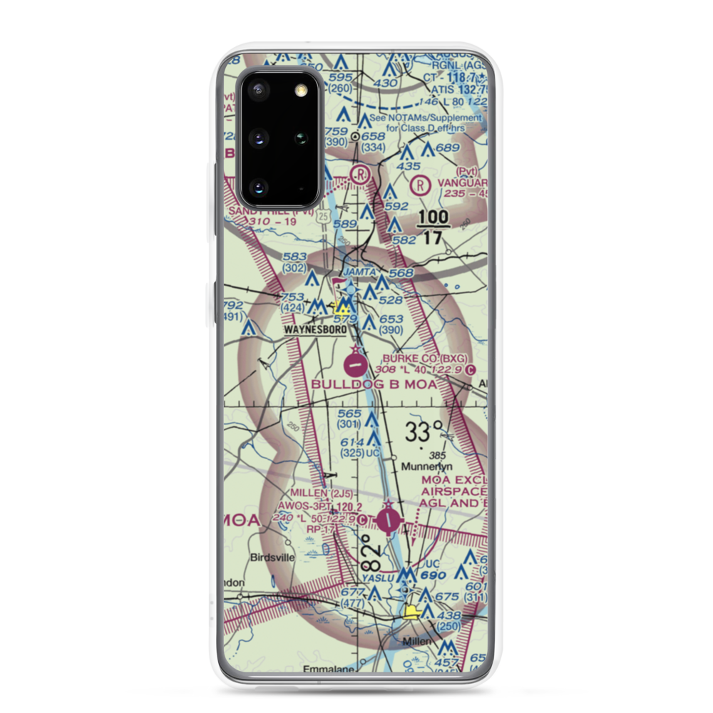 Burke County Airport (BXG) VFR Sectional Samsung Case Samsung Galaxy S20 Plus model shown