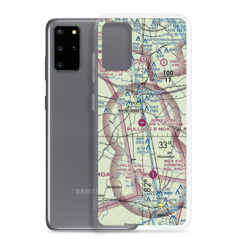 Burke County Airport (BXG) VFR Sectional Samsung Case Samsung Galaxy S20 Plus model shown