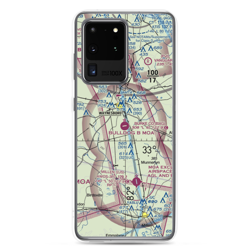 Burke County Airport (BXG) VFR Sectional Samsung Case Samsung Galaxy S20 Ultra model shown
