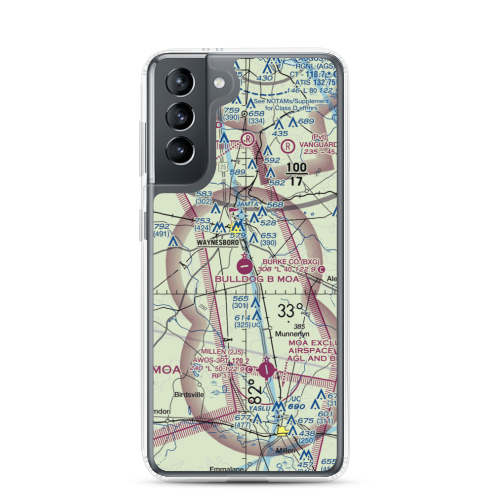 Burke County Airport (BXG) VFR Sectional Samsung Case Samsung Galaxy S21 model shown