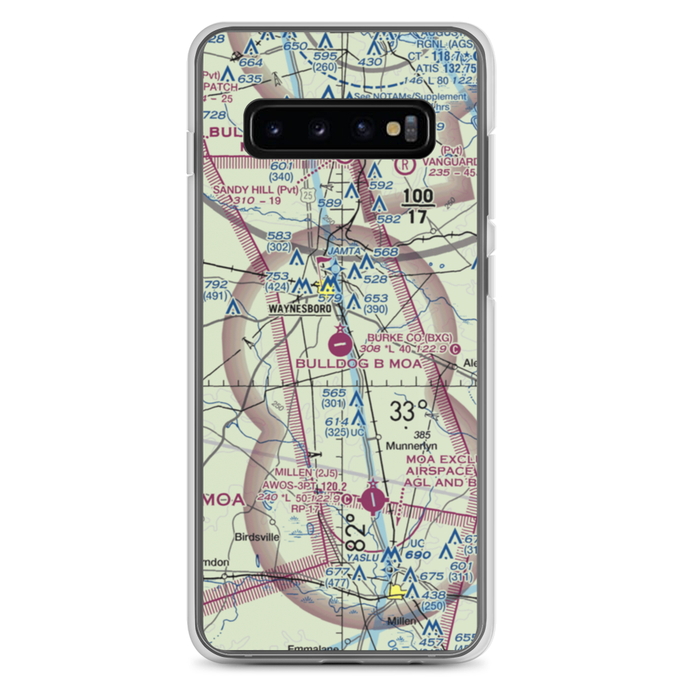 Burke County Airport (BXG) VFR Sectional Samsung Case Samsung Galaxy S10+ model shown