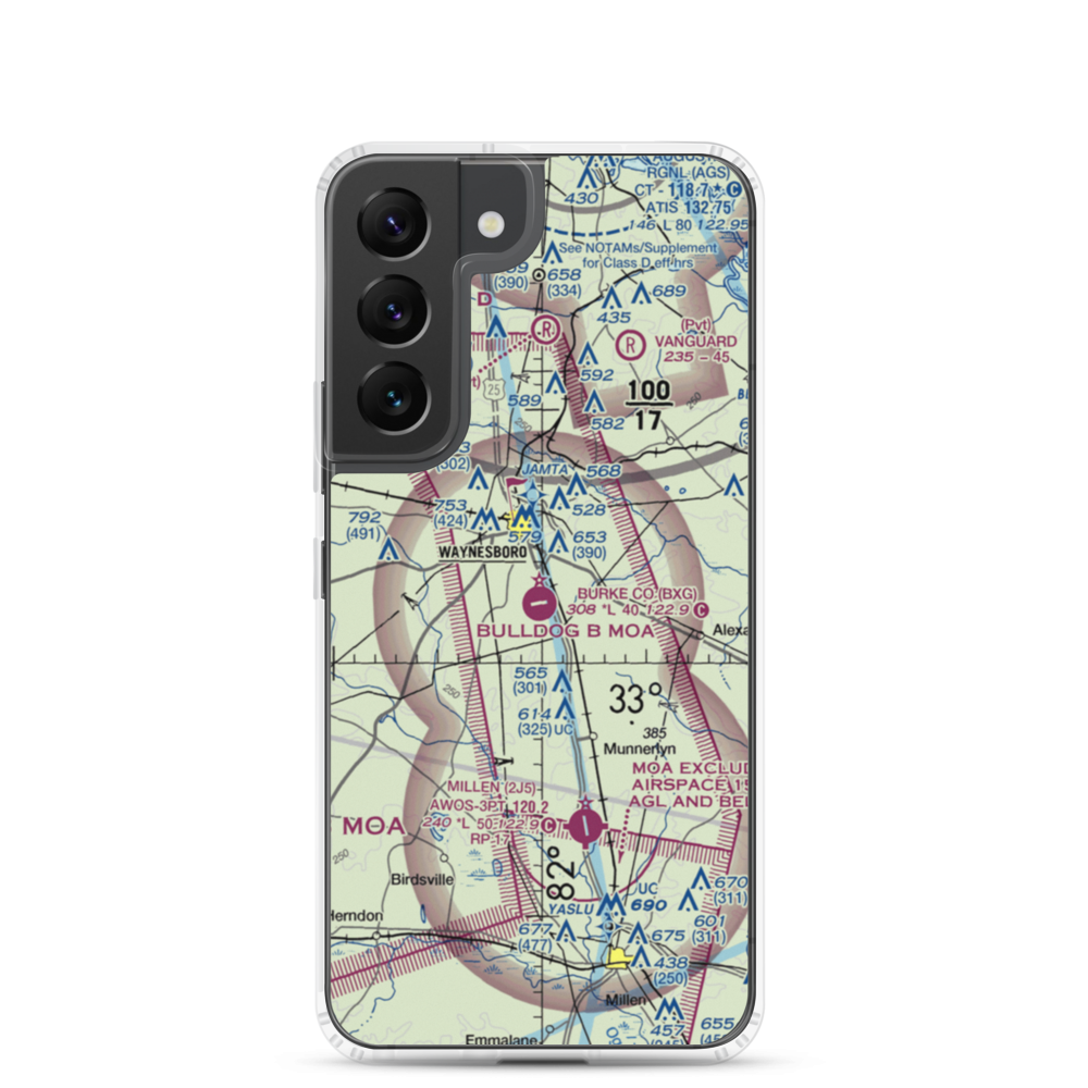 Burke County Airport (BXG) VFR Sectional Samsung Case Samsung Galaxy S22 model shown