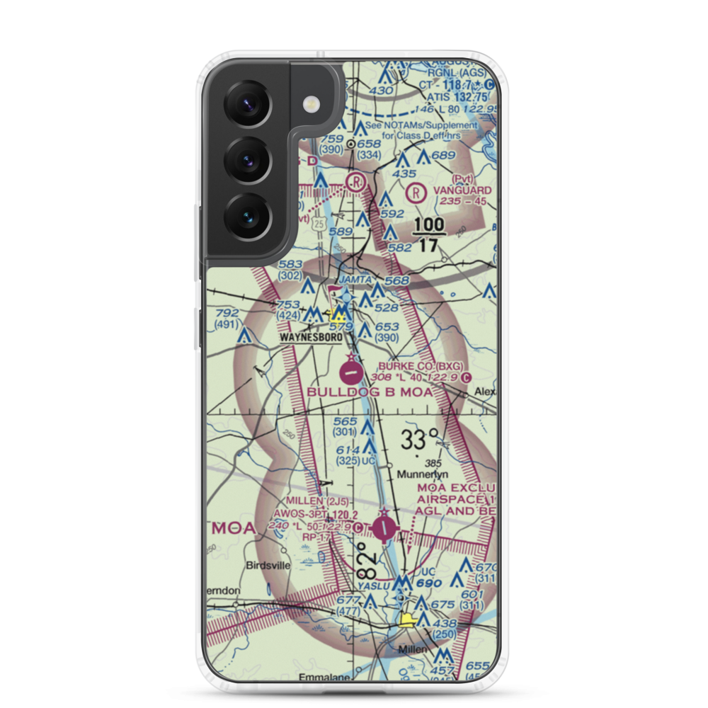 Burke County Airport (BXG) VFR Sectional Samsung Case Samsung Galaxy S22 Plus model shown