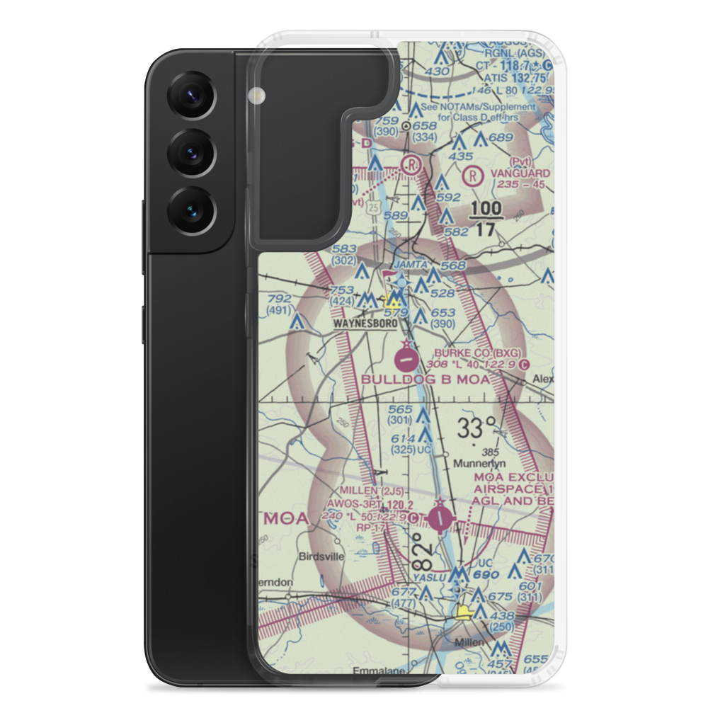 Burke County Airport (BXG) VFR Sectional Samsung Case Samsung Galaxy S22 Plus model shown
