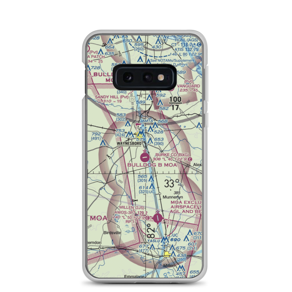 Burke County Airport (BXG) VFR Sectional Samsung Case Samsung Galaxy S10e model shown